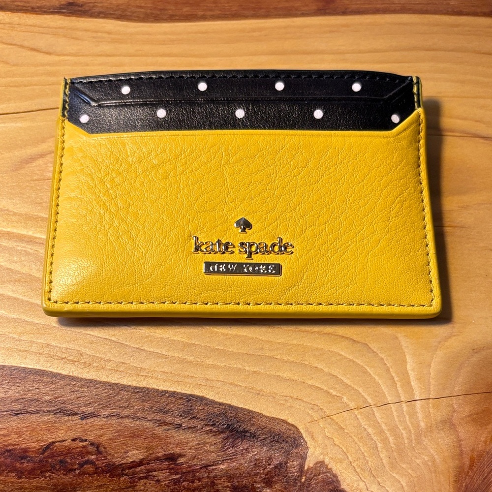 kate spade Yellow and Black Polka Dot Card Case